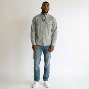 Haimont Mens Long Sleeve Button Up Shirt UPF 50+ Sun‎ Protection Gray Size 2XL